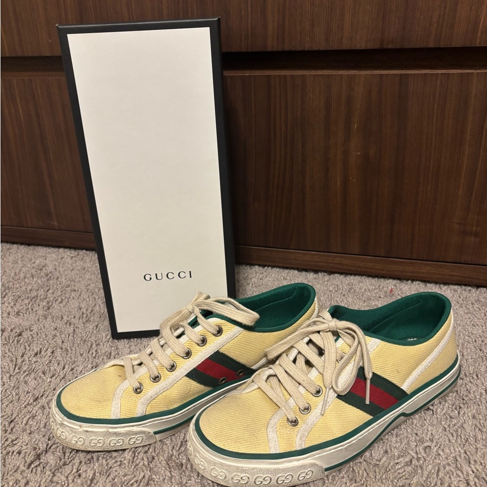 Gucci Canvas Sneakers with Red and Green Accents